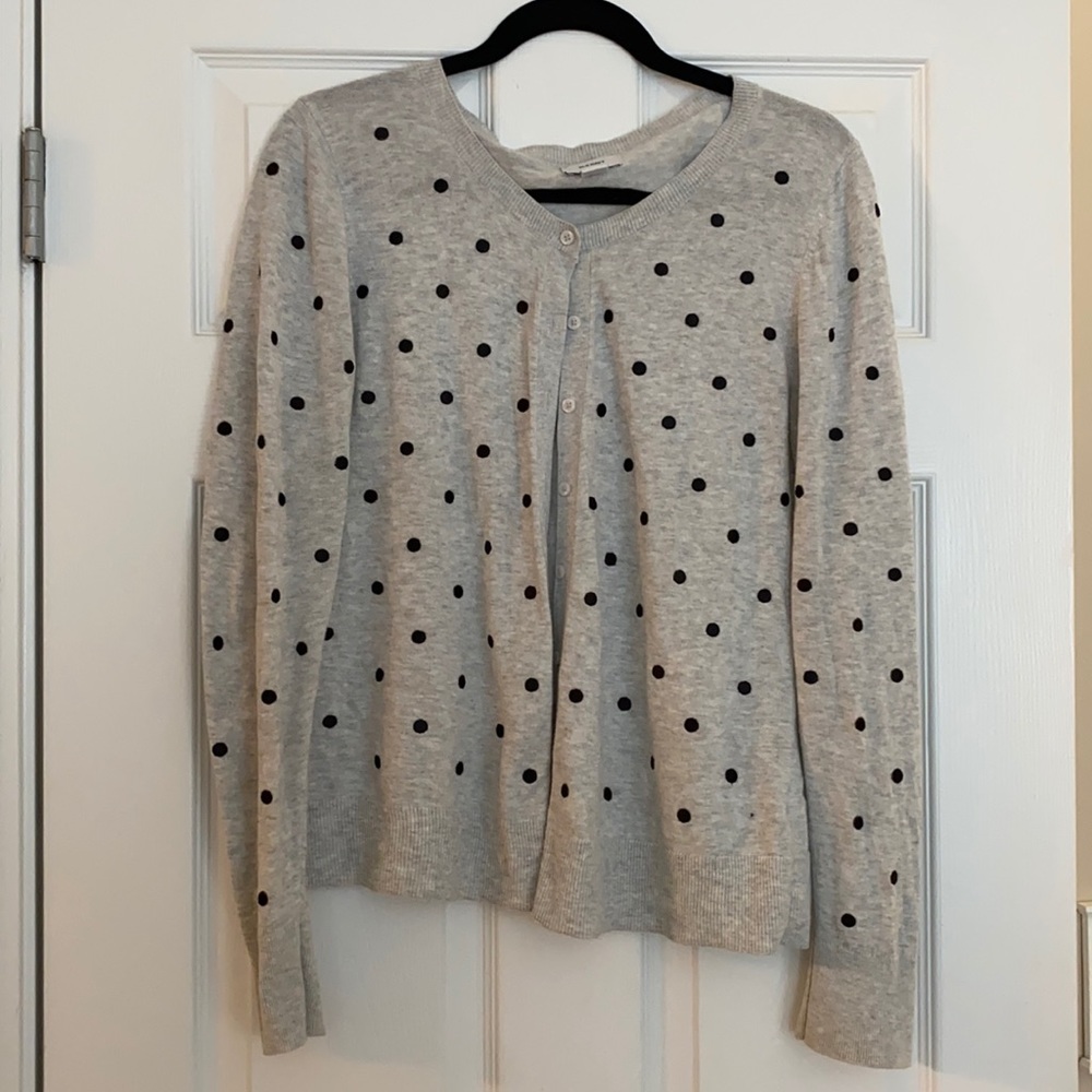 Old Navy Grey and Black Polka Dot Cardigan Size L